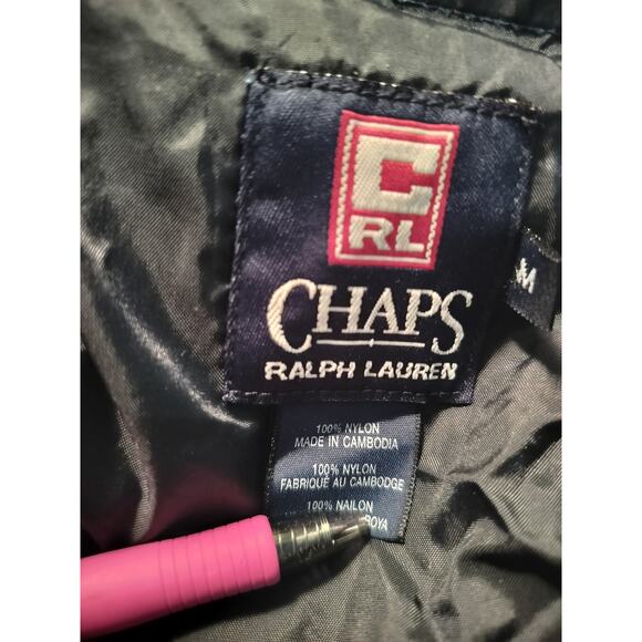 M630) Vtg Chaps Ralph Lauren Blue Nylon Windbreaker Rain Jacket Medium - Picture 10 of 10